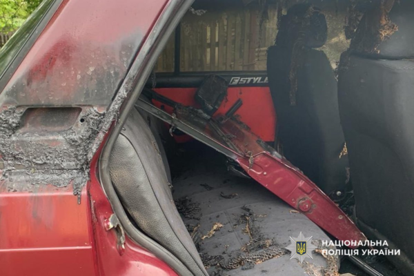 Гість із сокирою: На Черкащині чоловік розтрощив і підпалив автівку свого знайомого (ФОТО)